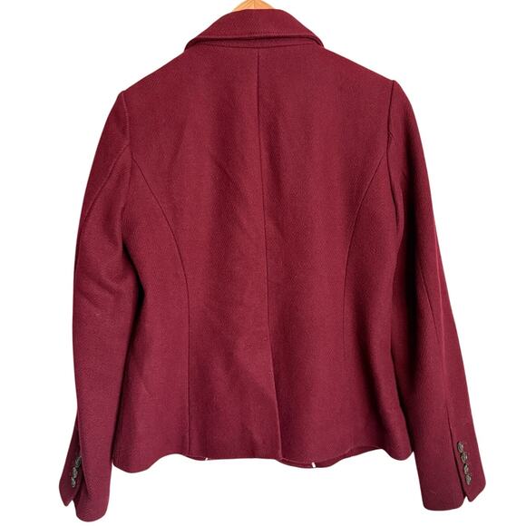 Eddie Bauer Wool Blazer Women’s 8 Burgundy Equestrian Academia Jacket - Picture 3 of 10
